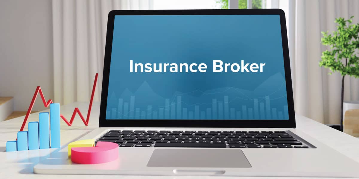 Computer with a banner saying Insurance Broker